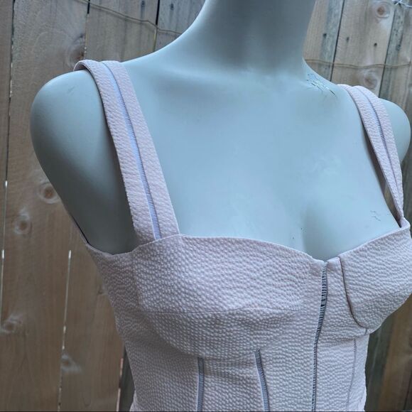 Jonathan Simkhai Seersucker Bustier mini dress size 0 light pink - Picture 7 of 16